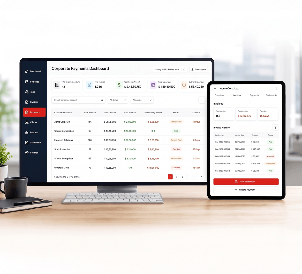 One Corporate Account Management Dashboard